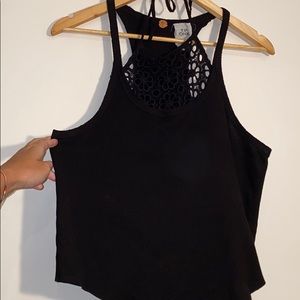 Free People Black high-neck racerback top